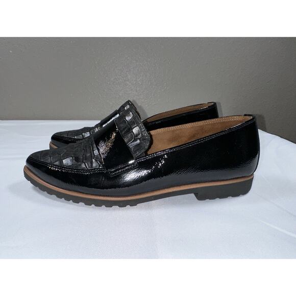 NWOT Paul Green Dara Patent Leather Croc Embossed Pointy Loafers Black US 6.5 - Picture 6 of 11